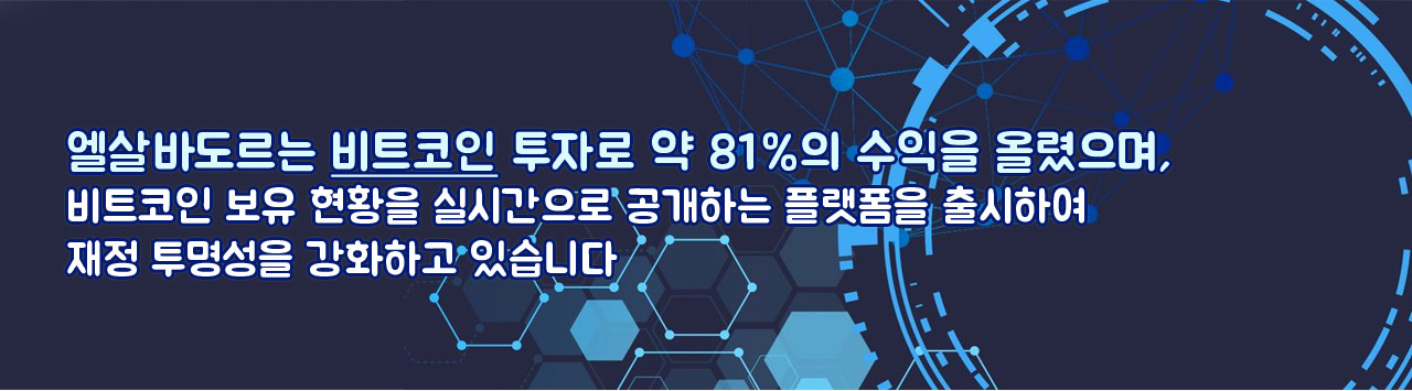 엘살바도르는 비트코인 투자로 약 81%의 수익을 올렸으며 비트코인 보유 현황을 실시간으로 공개하여 재정 투명성을 가오하하고 있습니다.